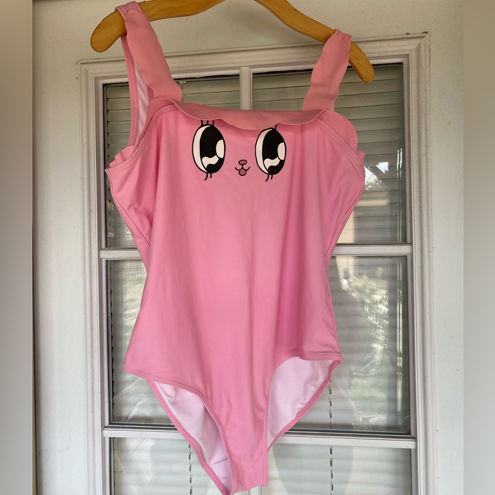 Lazy Oaf x Esther Loves you bunny one piece bathing suit swim size 14